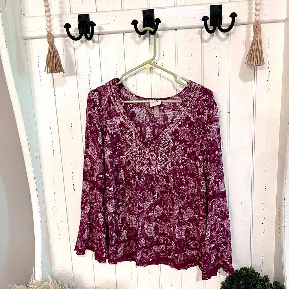 Boho style long sleeve blouse